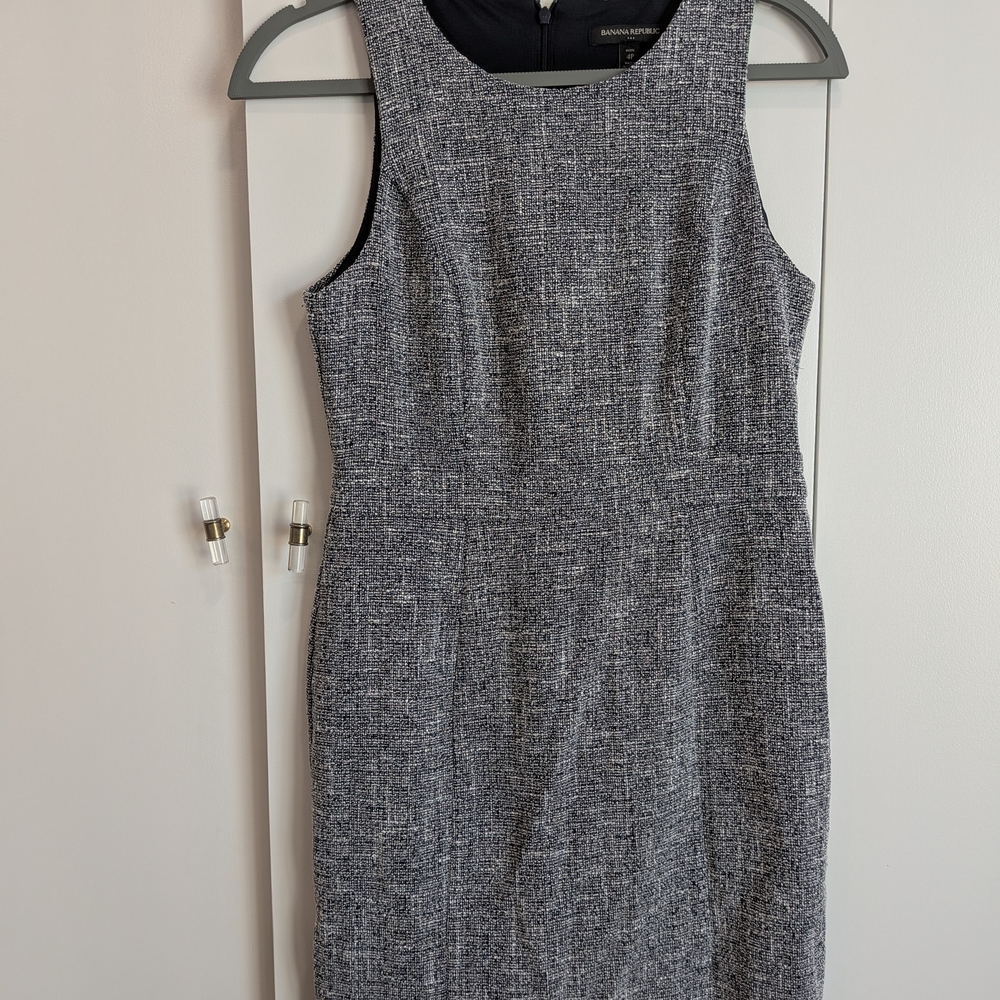 Banana Republic Tweed Gray Midi Dress